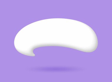 Soluk mor arkaplan üzerinde 3D beyaz konuşma kabarcığı ögeleri, 3D görüntüleme, kırpma yolu dahil.