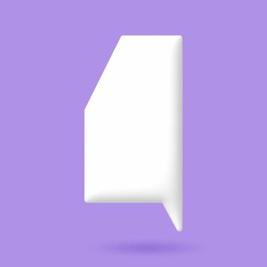 Soluk mor arkaplan üzerinde 3D beyaz konuşma kabarcığı ögeleri, 3D görüntüleme, kırpma yolu dahil.