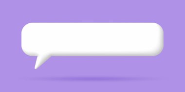 Soluk mor arkaplan üzerinde 3D beyaz konuşma kabarcığı ögeleri, 3D görüntüleme, kırpma yolu dahil.