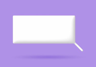 Soluk mor arkaplan üzerinde 3D beyaz konuşma kabarcığı ögeleri, 3D görüntüleme, kırpma yolu dahil.