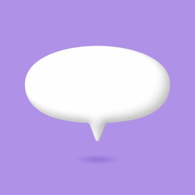 Soluk mor arkaplan üzerinde 3D beyaz konuşma kabarcığı ögeleri, 3D görüntüleme, kırpma yolu dahil.