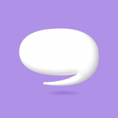 Soluk mor arkaplan üzerinde 3D beyaz konuşma kabarcığı ögeleri, 3D görüntüleme, kırpma yolu dahil.