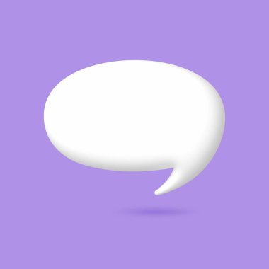 3D White speech bubble elements on Pale purple background, 3D rendering image, Clipping path Included. clipart