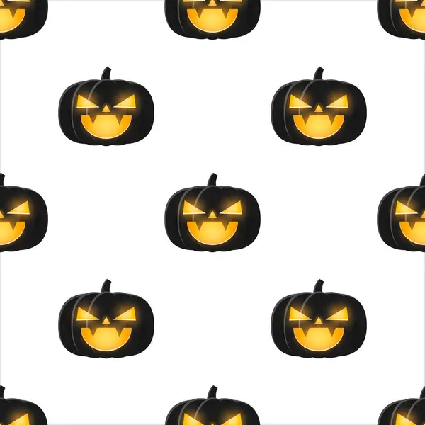Μαύρη Κολοκύθα Halloween Κερί Λάμψη Φως Μέσα Απρόσκοπτη Μοτίβο Φόντο — Διανυσματικό Αρχείο