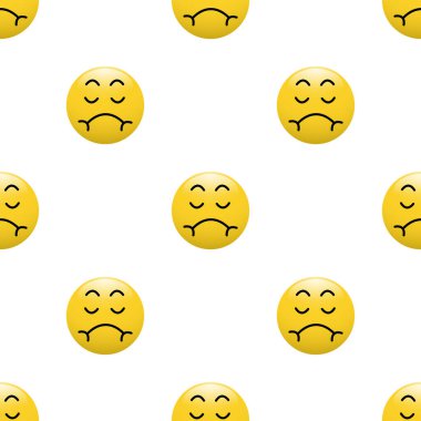 Yüz ifadeleri olan sarı başlıklı simge simgesi, beyaz arkaplanda kusursuz desen.