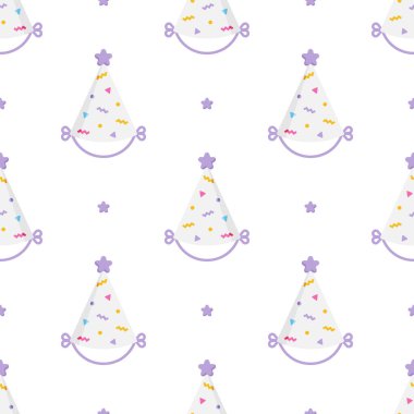 Beyaz arka planda şirin parti şapkaları kusursuz desen.