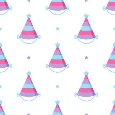 Beyaz arka planda şirin parti şapkaları kusursuz desen.