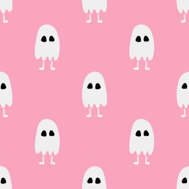 Çizgi film hayalet vektörü kusursuz model arkaplanı.