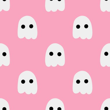 Çizgi film hayalet vektörü kusursuz model arkaplanı.