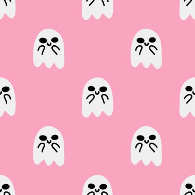 Çizgi film hayalet vektörü kusursuz model arkaplanı.