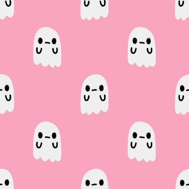 Çizgi film hayalet vektörü kusursuz model arkaplanı.