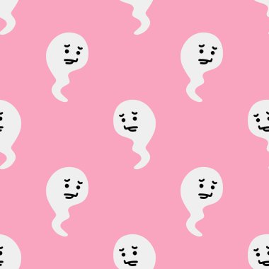 Çizgi film hayalet vektörü kusursuz model arkaplanı.