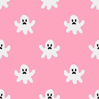 Çizgi film hayalet vektörü kusursuz model arkaplanı.