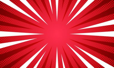 Comic style canlı kırmızı güneş patlaması arkaplanı.