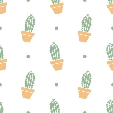 Kaktüs karikatürünün kusursuz desenleri, Vektör.