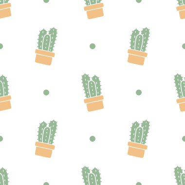 Kaktüs karikatürünün kusursuz desenleri, Vektör.
