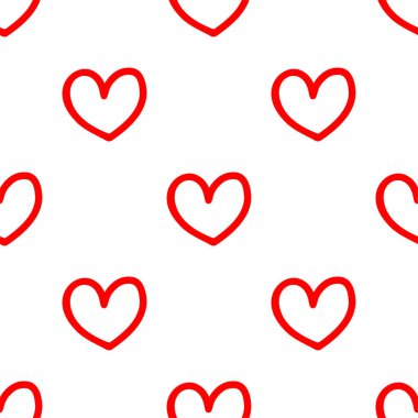 Çizgisel kırmızı kalplerin kusursuz desenleri..