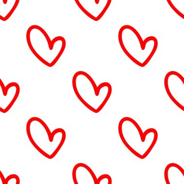Çizgisel kırmızı kalplerin kusursuz desenleri..