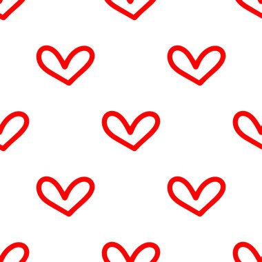 Çizgisel kırmızı kalplerin kusursuz desenleri..
