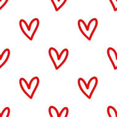 Çizgisel kırmızı kalplerin kusursuz desenleri..