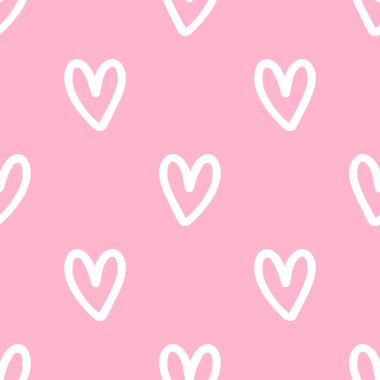Pembe arka planda şirin kalplerin kusursuz desenleri..