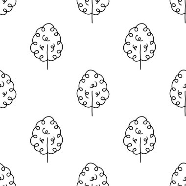 Çizgi film karalama ağacı pürüzsüz desen.