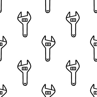 Çizgi film karalaması ayarlanabilir ingiliz anahtarı dikişsiz desen.