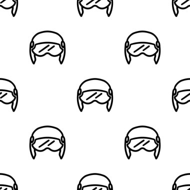 Pilot helmet cartoon doodle seamless pattern, Vector.	