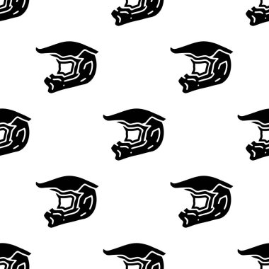 Motocross helmet cartoon silhouette seamless pattern, Vector.	