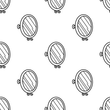 Bathroom mirror cartoon doodle seamless pattern, Vector.	
