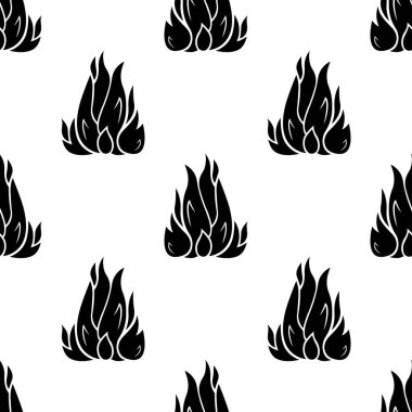 Çizgi film silueti ateş efekti kusursuz desen.