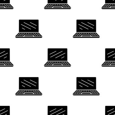 Çizgi film silueti bilgisayar dizüstü bilgisayarı kusursuz desen.