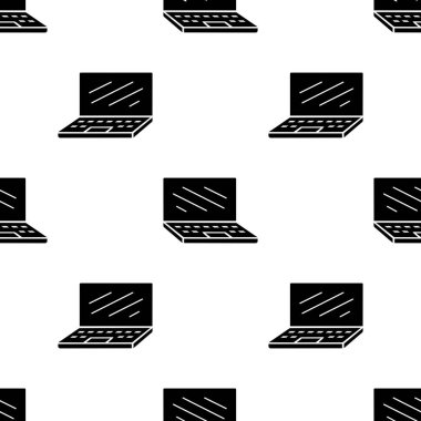 Çizgi film silueti bilgisayar dizüstü bilgisayarı kusursuz desen.