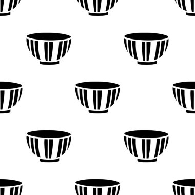 Çizgi film kasesi silueti kusursuz desen.