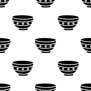 Çizgi film kasesi silueti kusursuz desen.