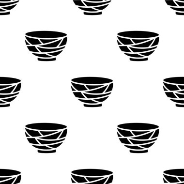 Çizgi film kasesi silueti kusursuz desen.