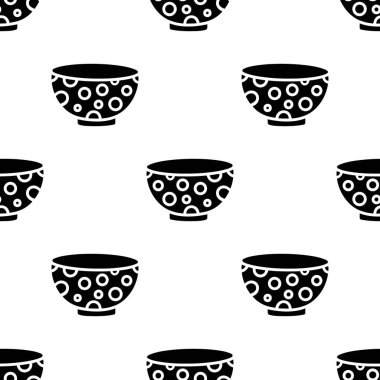 Çizgi film kasesi silueti kusursuz desen.