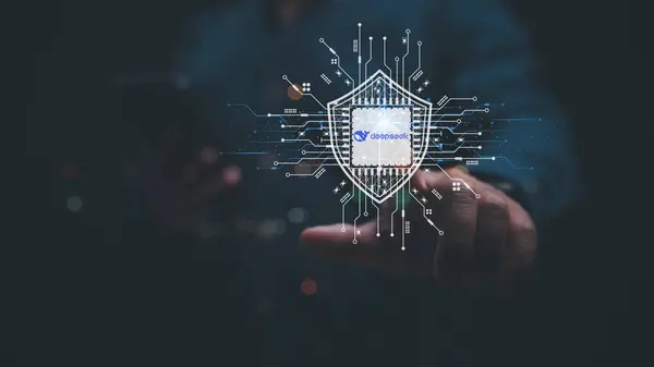 Songkhla, Tayland, 31.01.2025, Logo DeepSeek, DeepSeek AI ve üretken teknoloji modern eğilimlerin önünde kalmak ve yenilikleri yönlendirmek için.