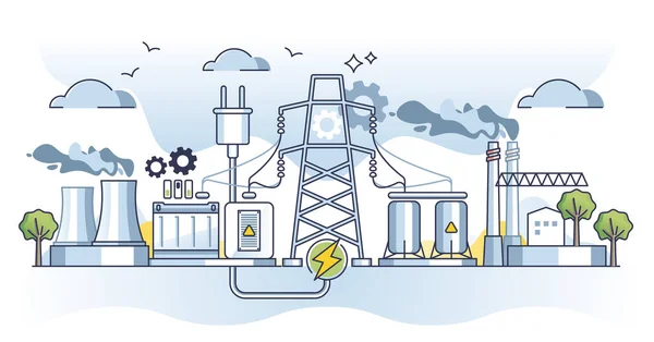 Koncepcja Przemysłu Elektrycznego Wytwórni Energii Elektrycznej Zaopatrzenie Energię Gazu Ziemnego — Wektor stockowy