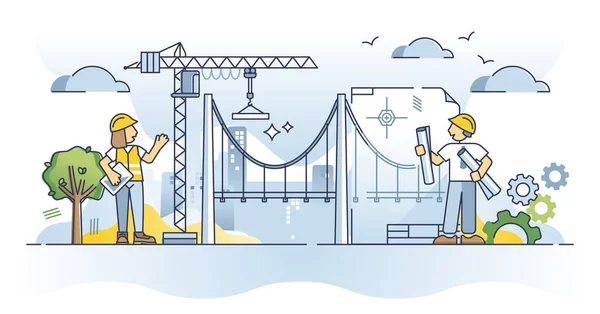 Stavební Inženýr Práce Infrastrukturním Konceptem Projekt Městským Mostem Železnicí Silnicemi — Stockový vektor
