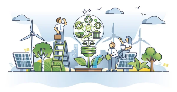 Esg投資と環境社会ガバナンスプロジェクトの概要概念 再生可能エネルギーと生態系電力生産ビジネスベクトル図と自然優しい投資 — ストックベクタ