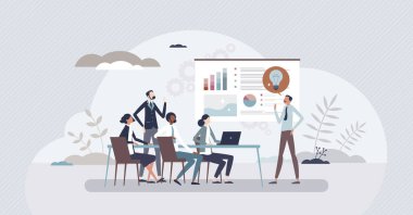 Şirket uzman koçu minicik insan konseptinden iş temellerini öğreniyorum. İş okulunda piyasa analizi, danışman tavsiyesi ve danışman vektör illüstrasyonuyla. Kâr ve piyasa eğitimi.