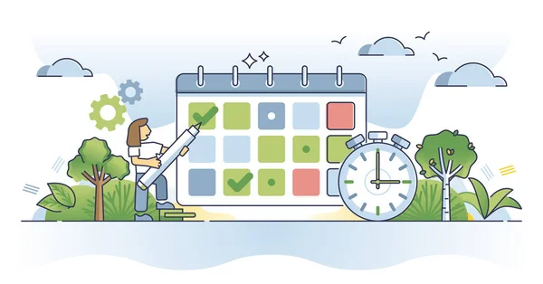 Terminkalender Mit Terminplanung Skizziert Konzept Zeitmanagement Für Besprechungen Notizen Oder — Stockvektor