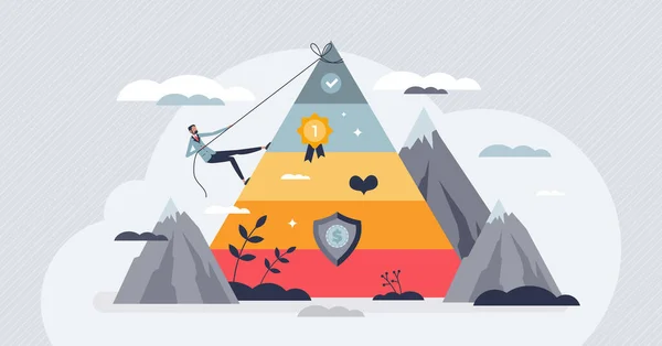 Self Actualization Top Layer Maslow Pyramid Tiny Person Concept Personal — Stockvector