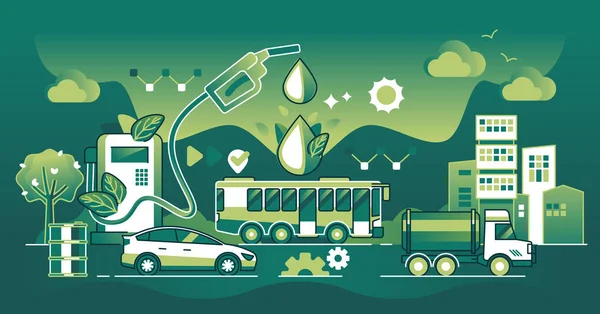Biocarburant Comme Alternative Verte Renouvelable Pour Les Véhicules Concept Sombre — Image vectorielle