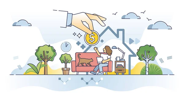 Side Hustle Freelance Bonus Work Additional Money Outline Concept Extra — Image vectorielle