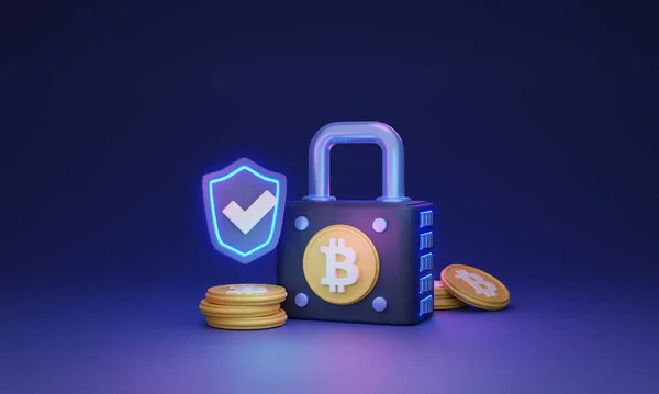 Crypto Insurance Illustration Concept Protecting Virtual Assets Currency Providing Warranties — Stock Photo, Image