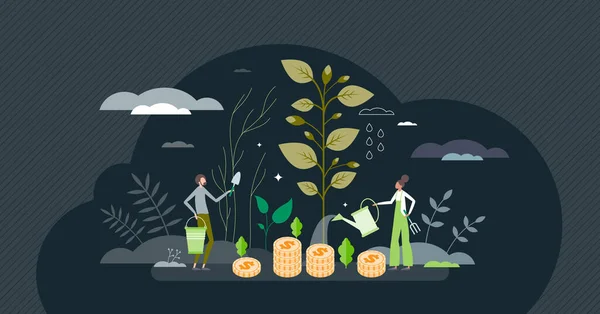 Socially Responsible Investing Green Eco Funding Tiny Person Concept Ethical — Vector de stock