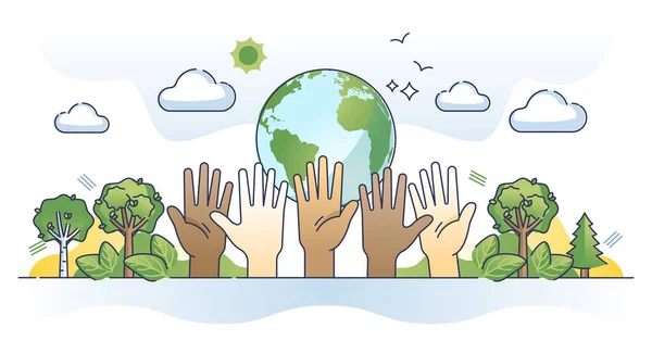 Environmentální Spravedlnost Udržitelná Kulturní Ochrana Nastiňují Koncepci Klimatičtí Aktivisté Rozmanitost — Stockový vektor