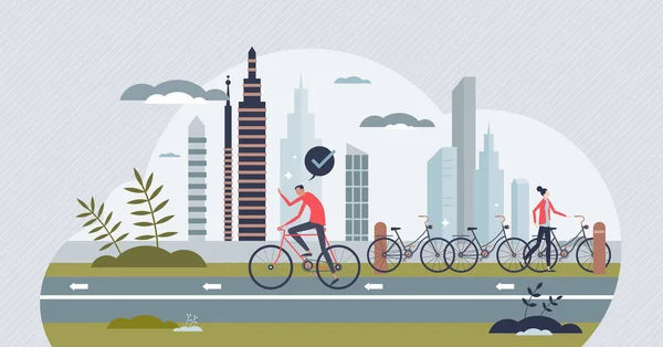 Cyklistická Infrastruktura Jako Zelená Doprava Koncepcí Cyklistické Osoby Řešení Městské — Stockový vektor